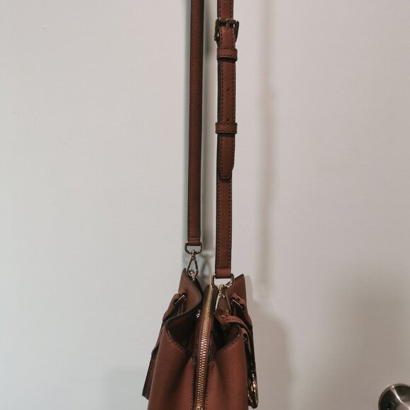 Cognac/Gold Saffiano Leather Satchel/Crossbody EUC #251 - Picture 5 of 14